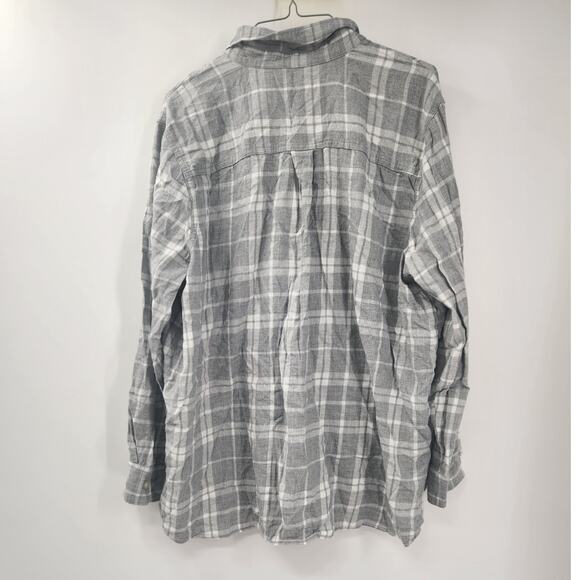 OLD NAVY Gray Button Down Long Sleeve Plaid Top Womens Size XXL (2XL) - Picture 2 of 4